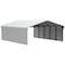 Arrow Storage Products Galvanized Steel Carport, W/ 2-Sided Enclosure, Compact Car Metal Carport Kit, 20'x24'x7', Eggshell CPH202407ECL2 - alternate 1